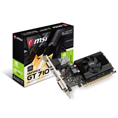 Afbeelding van MSI NVIDIA GEFORCE GT 710 2GD3H LP grafische kaart &#039;2 GB DDR3, 954 MHz, laag profiel, verbruik, VGA, DVI D, HDMI, HTPC, stil passief ventilatorloos koelsysteem&#039;