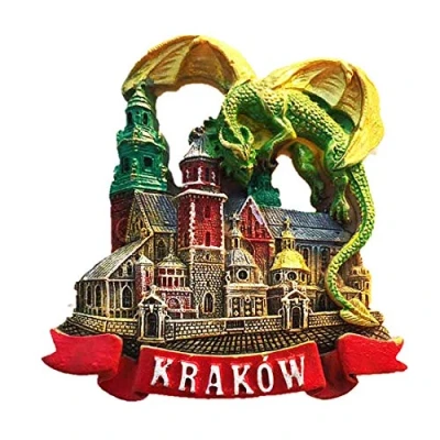 Afbeelding van 3D Green Dragon Krakau Polen souvenir koelkast magneet, Huis &amp; keuken decoratie magnetische sticker Groene Draak magneet toeristische gift