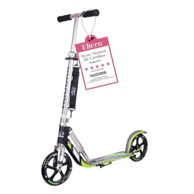 Afbeelding van Hudora 14695 BigWheel GS 205 Het origineel met RX Pro technologie Tret Roller inklapbare City Scooter, zwart/groen, Eén maat