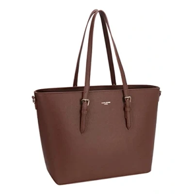 Afbeelding van David Jones Winkeltas voor dames, groot formaat, schooltas meisjes, boodschappentas, schoudertas, PU leer, lange handgreep, shopper, grote capaciteit, A4, studententas, Bruin, Eén maat,