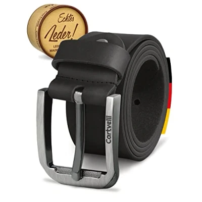 Afbeelding van Cartvelli Premium leren riem heren Made in Germany met geschenkdoos echt lederen 40 mm, grijs, 130