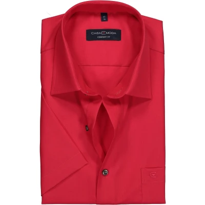 Afbeelding van CASA MODA comfort fit overhemd korte mouw rood Strijkvrij Boordmaat: 44