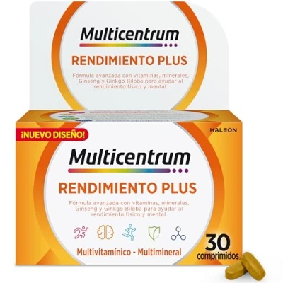 Afbeelding van Multicentrum Plus ginseng &amp; Ginkgo, multivitaminesupplementen met 13 vitaminen, 11 mineralen, en ginkgo biloba, glutenvrij, 30 tabletten