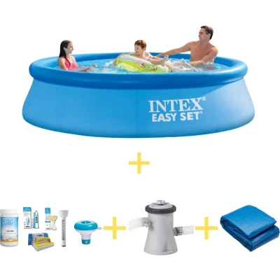 Afbeelding van Intex Zwembad Easy Set 305 x 76 cm Inclusief WAYS Onderhoudspakket, Filterpomp &amp; Grondzeil