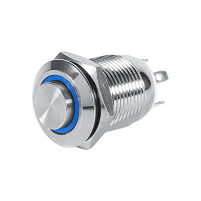 Afbeelding van Keenso Auto Momentaner drukknop, 4 polige 1NO 12 mm LED Power Drukschakelaar, waterdicht 2 V/3 V A knop (blauw) Automotive schakelaars