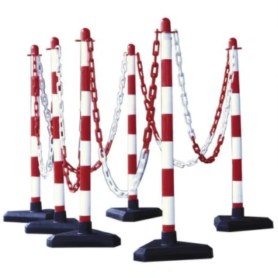 Afbeelding van Mobiele afzetpalen met ketting voor binnen, rood wit, 6 stuks 900 mm