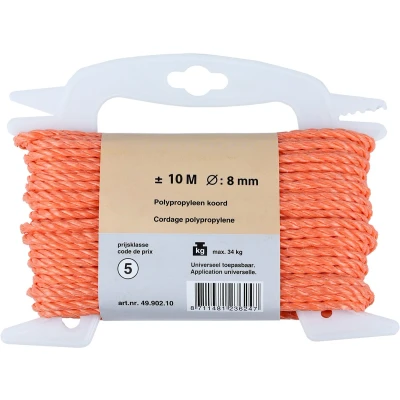Afbeelding van polypropyleenkoord 8 mm 10 m oranje