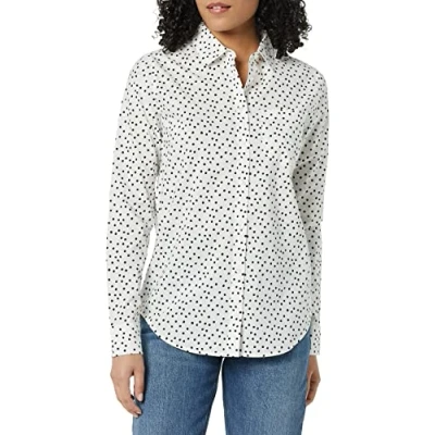 Afbeelding van Amazon Essentials Dames klassieke pasvorm lange mouwen button down poplin shirt, zwart witte stippen, medium