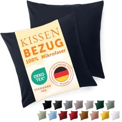 Afbeelding van Blumtal set van 2 kussenslopen 50 x kussensloop, kussensloop zachte, geborstelde microvezelstof, donker oceaanblauw