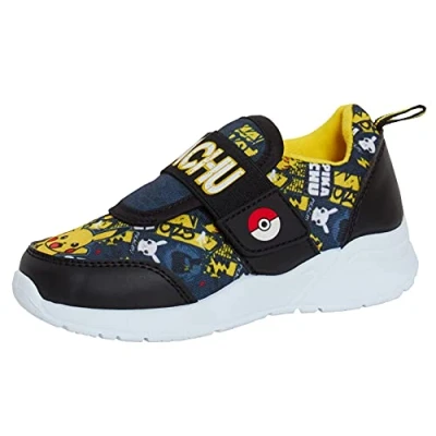 Afbeelding van Pokemon Jongens Trainers Kids Pikachu Easy Touch Fasten Sportschoenen Running Pumps Sneakers, Zwart, 34 EU