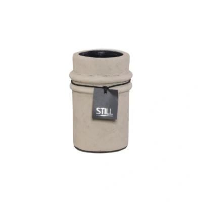 Afbeelding van STILL Vaas Bamboo Vase Ribbels Taupe 20 x 12 cm