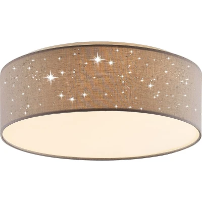 Afbeelding van Lindby LED plafondlamp CCT 1licht metaal, kunststof, textiel H: 14 cm lichtgrijs Inclusief lichtbron