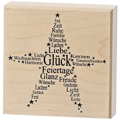 Afbeelding van Rayher Hobby stempel hout &quot;Ster&quot;, 7 x cm, houten Kerstmis, voor het maken van kaarten, enveloppen, geschenken, boterstempel, 2802800