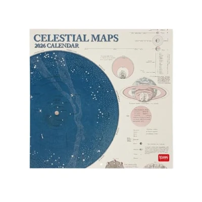 Afbeelding van Legami Wandkalender 2026, celestial maps, grote wandkalender, 12 maanden en jaarplanner in 6 talen, ruimte voor notities, sterrenbeelden, internationale feestdagen, 30 x 29 cm