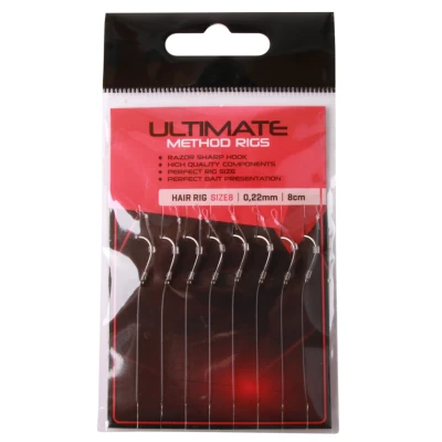 Afbeelding van Ultimate Method Hair Rigs Size 10 0,22mm 8cm 8 stuks Witvis onderlijnen