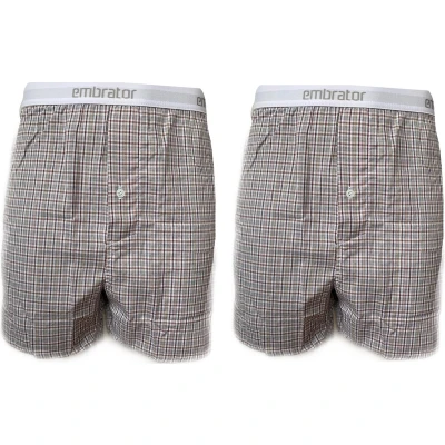 Afbeelding van Embrator 2 stuks mannen Boxershort geruit wit/bruin XXL