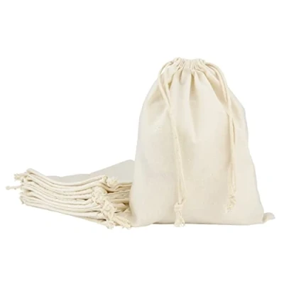 Afbeelding van IDEA HOME katoenen kleine zakjes met trekkoord, 10 stuks, 25 x 30 cm, cadeauzakjes, zakjes, cadeauzakjes voor sieraden, bruiloft, Kerstmis
