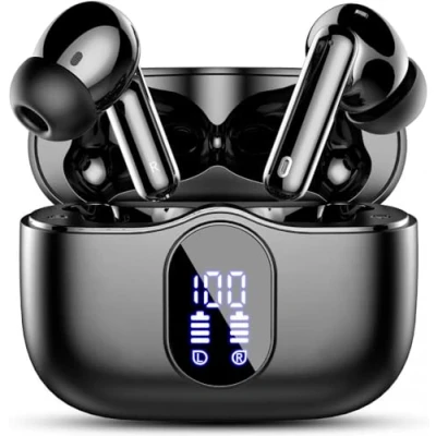Afbeelding van SBG Draadloze Oordopjes Active Noise Cancelling Headset Bluetooth 5.3 Earbuds oplaadcase LED Display Met Microfoon Extra dopjes Zwart