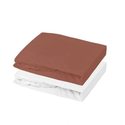 Afbeelding van Set van 1 matrasbeschermer + hoeslaken P&#039;TIT DODO 70 x 140 cm Wit / Terracotta