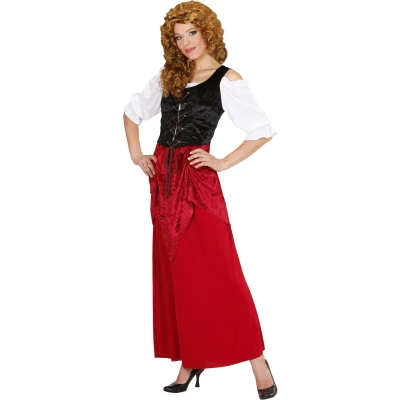 Afbeelding van Widmann Middeleeuwen &amp; Renaissance Kostuum Vlaamse Taveerne Deerne Vrouw Rood XL Carnavalskleding Verkleedkleding