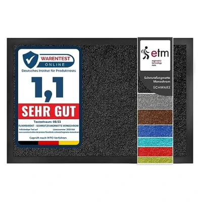 Afbeelding van etm Dirt Trapper Door Mat Highly Absorbent Non Slip Mono for Indoor and Outdoor Use Black 90 x 120 cm
