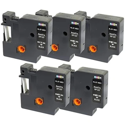 Afbeelding van Prestige Cartridge 5 x Compatibel 40921 Wit op Zwart Tape Cassettes voor LabelManager LM 160 210D 280 360D 420P 500TS PnP MobileLabeler LabelPoint LabelWriter LW 400 450 Duo (9mm 7m)