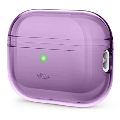 Afbeelding van elago Duidelijke Cover Compatibel met Apple AirPods Pro 2e Generatie (2022) Beschermende Hoesje, Schokbestendig, Inbegrepen Gel Tape, Draadloos Opladen, Vermindert het Vergeelen (Dieppaars)
