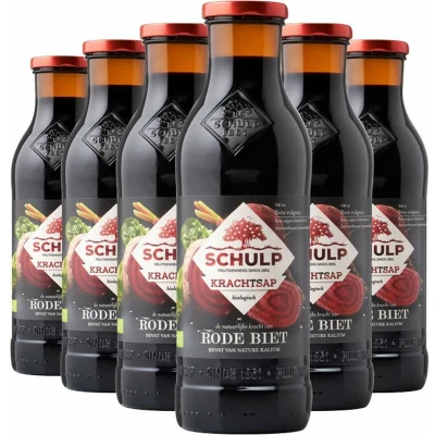 Afbeelding van Schulp Rode Bietensap Puur Krachtsap Biologisch 6 x 0,75 liter