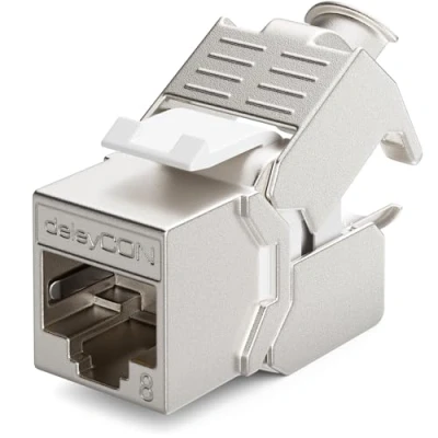 Afbeelding van deleyCON 1x CAT 8 Keystone Jack Module Patchkabel Netwerkkabel Optimaal voor CAT8 CAT7 CAT7a Installatie Kabel Connector STP Afscherming RJ45 Aansluiting Netwerk Schakelpaneel Beugel Uitbreiding