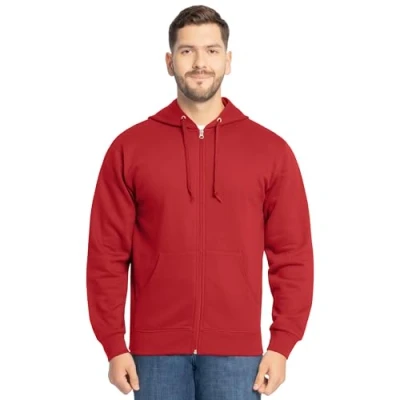 Afbeelding van Fruit of the Loom Eversoft Fleece Hoodies, Pullover &amp; Volledige Ritssluiting, Vochtafvoerend Ademend, Maten S 4X, Rood, L