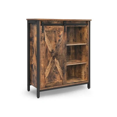Afbeelding van Rootz Schuifdeur Keukenkast Bijkeukenkast Vintage Opbergmeubel Spaanplaat en Staal 70cm x 30cm 80cm
