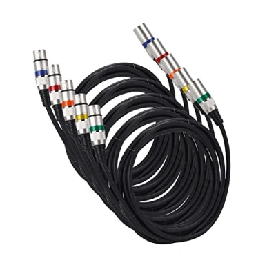 Afbeelding van PERMUST XLR Kabel Microfoonkabel 3 m Pack van 5 Premium Pin Gebalanceerd Mannelijke naar Vrouwelijke DMX Patch