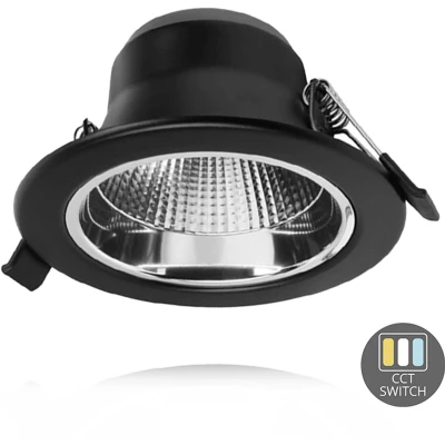 Afbeelding van CCT LED downlighter zwart reflector 10W Tri White dimbaar LED2503