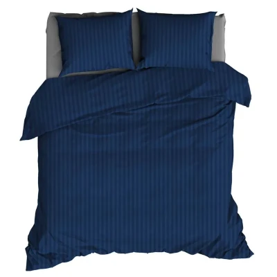Afbeelding van Dekbedovertrek Satin D&#039;or Satijn Streep Marine 200 x / 220 cm 2 Persoons