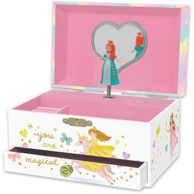 Afbeelding van Muzikale Prinses Sieradendoos voor Meisjes Muziekdoos Kinderen met Draaiende Prinses, Verjaardagscadeaus Kleine Meisjes, Sieradendozen, 18,2 x 13,3 9,9 cm Leeftijden 3 10