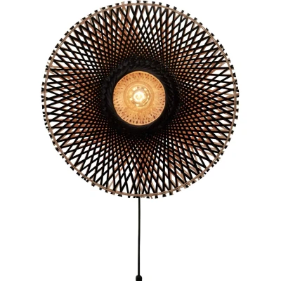 Afbeelding van Good&amp;Mojo Wandlamp Kalimantan Bamboe Medium Zwart Naturel 60x15x60cm