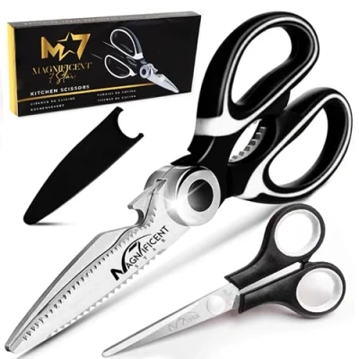Afbeelding van Magnificent Keukenschaar, zware keukenschaar met veiligheidsafdekking en extra cadeau, soft grip multifunctionele schaar, vlees gevogeltesnijden, kruidensnijder