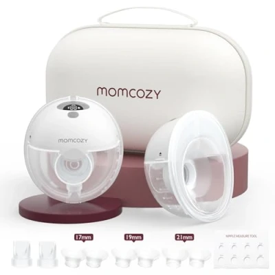Afbeelding van Momcozy M5 draagbare borstkolf, handige en comfortabele on the go pomp, 2 stuks, grijs