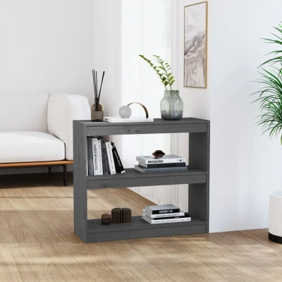 Afbeelding van Boekenkast/kamerscherm 80x30x71,5 cm massief grenenhout grijs