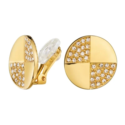 Afbeelding van Traveller Clip Oorbellen Oorclips Dames Goudkleurig Preciosa Kristal Rondje Verguld 157550