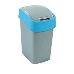 Afbeelding van Cuver Prullenbak / Afvalbak met deksel Grijs blauw frame 25L, Flip Bin