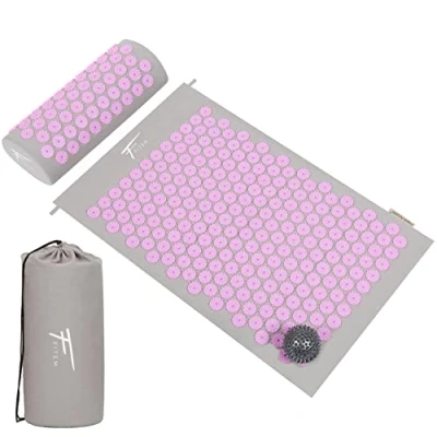 Afbeelding van Fitem acupressuur set, acupressuurmat + kussen tas massagebol, verlicht pijn in rug en nek, spierontspanning