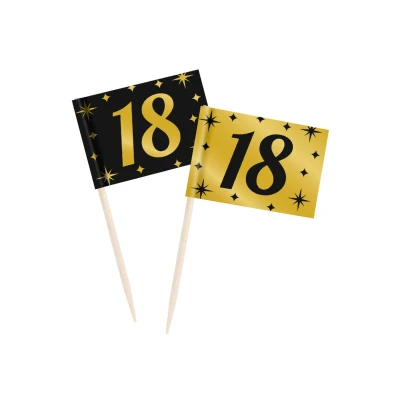 Afbeelding van Coctail Prikkers 18 jaar Classy 6,5cm 50 stuks