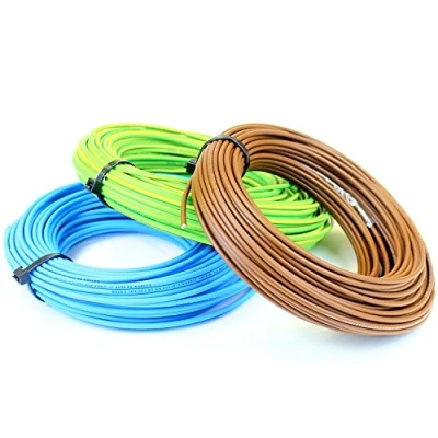 Afbeelding van 1,5 mm Single Core Conduit Kabel 6491X Blauw &amp; Bruin Geel/Groen 10 meter Snijlengte