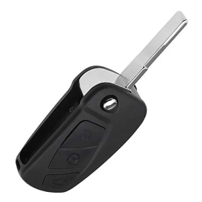 Afbeelding van OTOTEC 3 Knoppen Opvouwbare Afstandsbediening Sleutelhoes Fob met Ongesneden Sleutel Blank Compatibel KA Sleutelkoffer Vervanging Accessoires Zwart