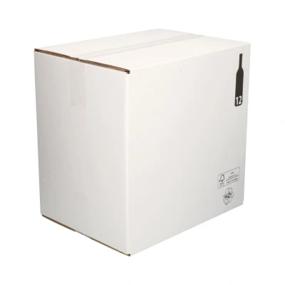 Afbeelding van Flesverpakking + Kartonnen Interieur voor 12 Flessen 38x28x36cm Wit