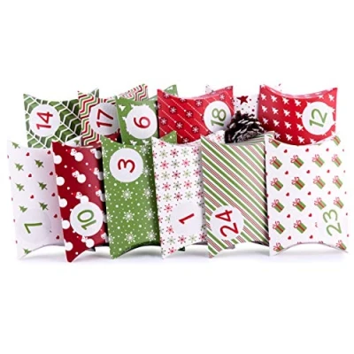 Afbeelding van Pajoma Adventskalender om te vullen, groen, 24 geschenkdozen voor Kerstmis, kerstkalender, doe het zelf knutselset incl. adventsgetallenstickers