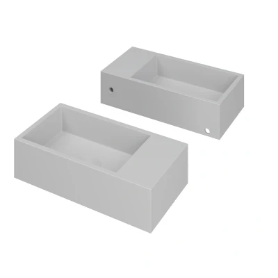 Afbeelding van INK Versus Fontein 36x18x9cm wasbak links 0 kraangaten Polystone Mat Wit Minimalistisch design
