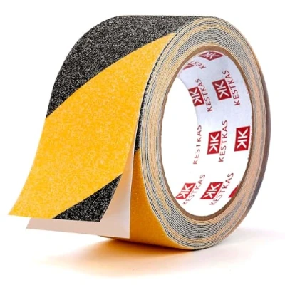 Afbeelding van Anti slip Resistant Tape 50mm x 10m KESTKAS binnen en buiten klevend hoge tractie zwart geel veiligheid directe fixatie