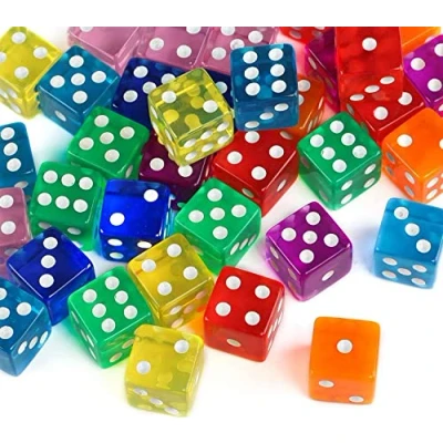Afbeelding van GWHOLE 40 stuks transparante dobbelstenen 16 mm met 6 zijden 8 kleuren om games te spelen